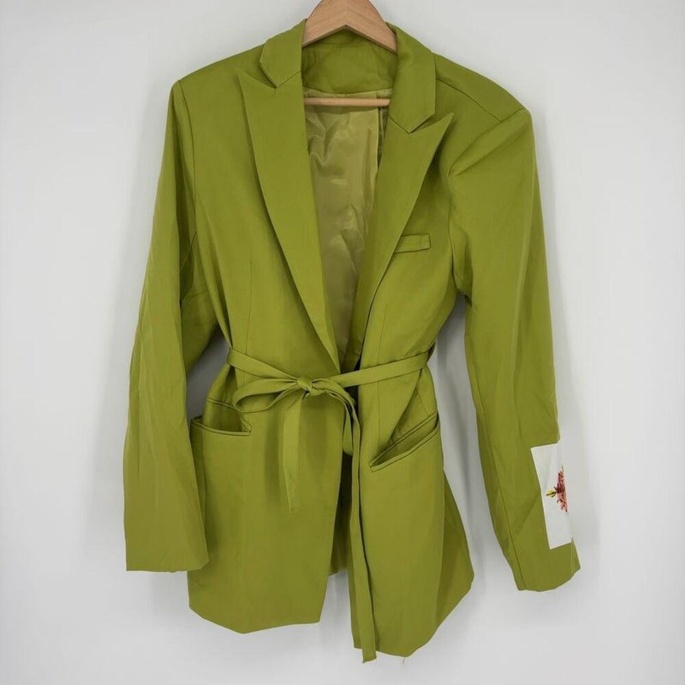 MODA ME COUTURE Green Elegant Women's Belted Blazer Maxi Skirt Set